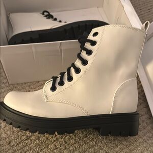 Soda White Ankle Booties with Chunky Sole